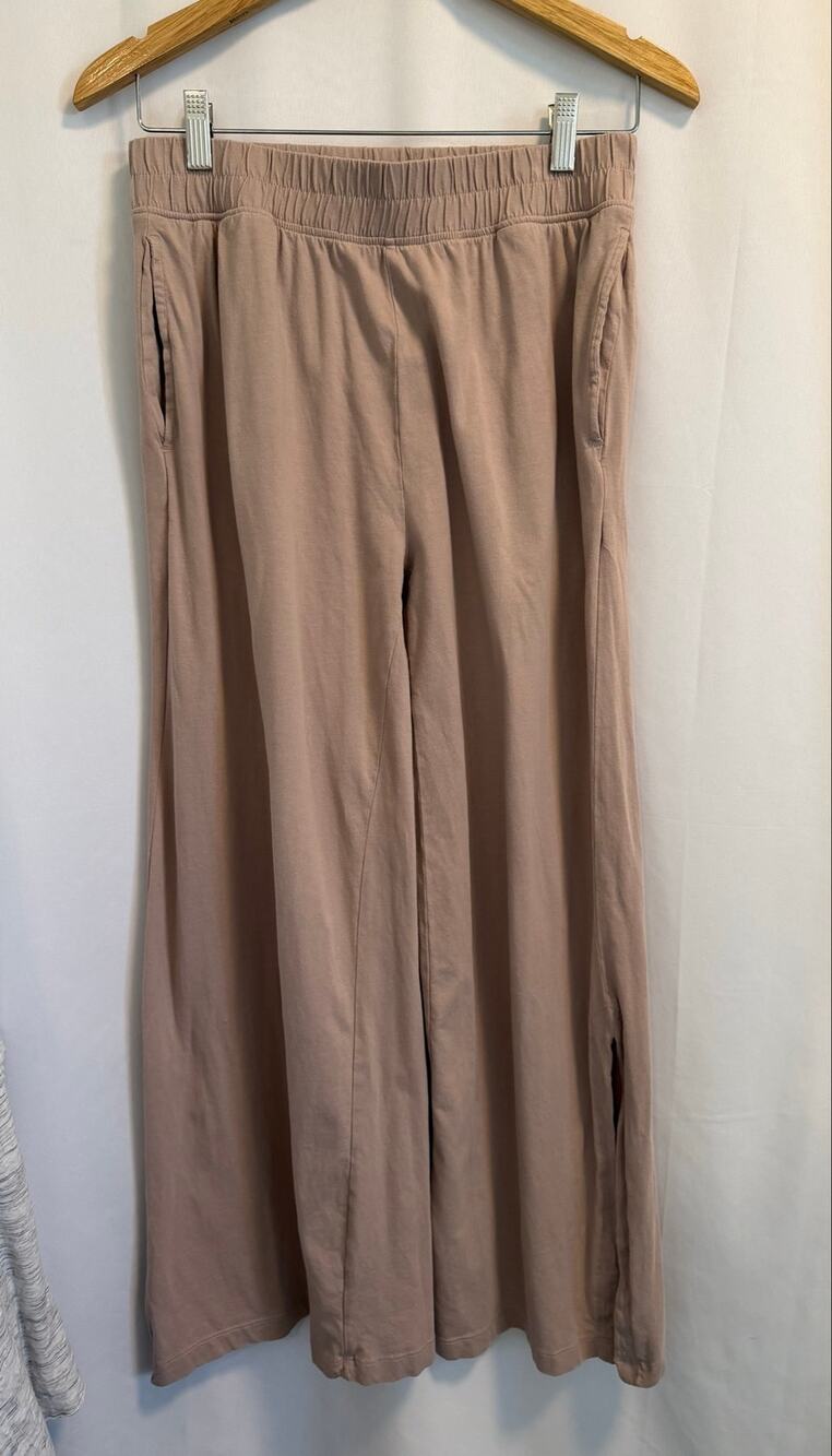 Joie 100% Organic Cotton Wide Leg Pull On Slit Pants Beige- S